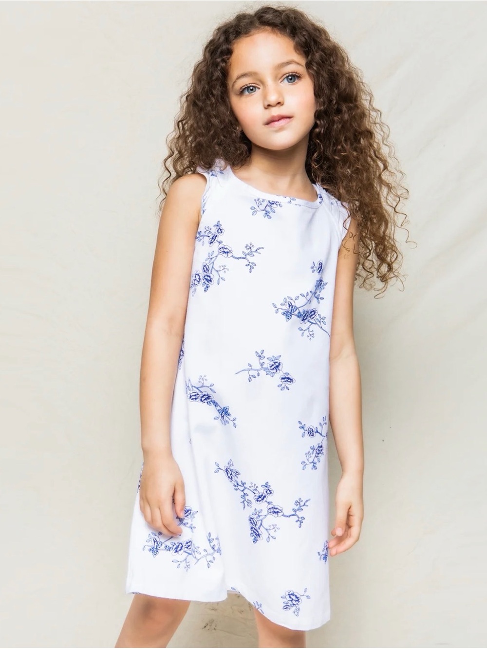 Petite Plume Girl's Twill Amelie Nightgown in Indigo Floral Size 3T